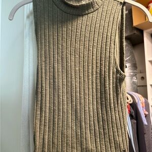 Ribbed Sleeveless Olive Top